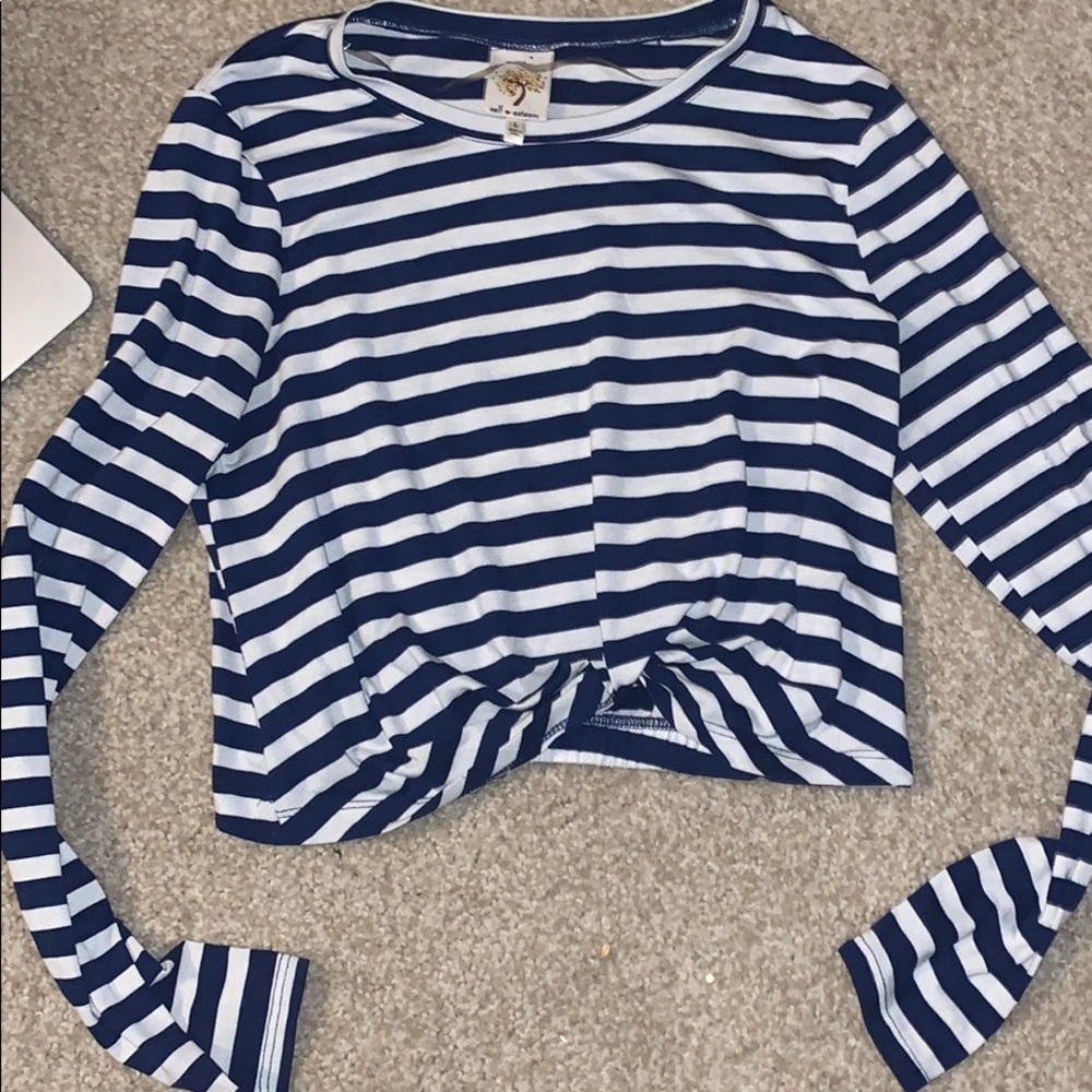 LOWBALLS ACCEPTED striped blue crop top